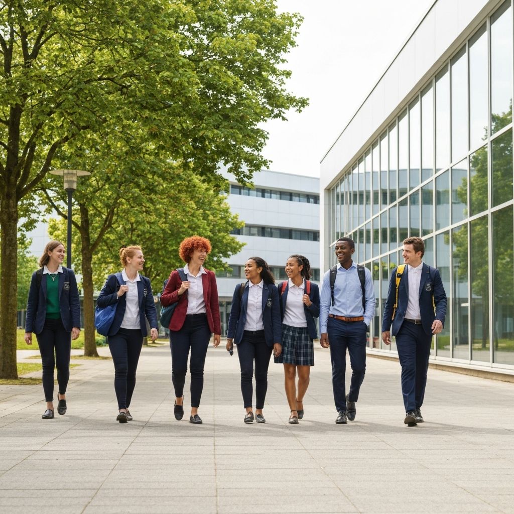 Estudiantes en el campus del Instituto Aurora